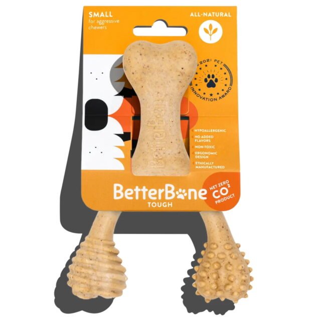 BetterBone Hard Classic Nylon Free Dog Bone Chew Toy – S: Chip-Resistant, Small Size, 0.24 lb