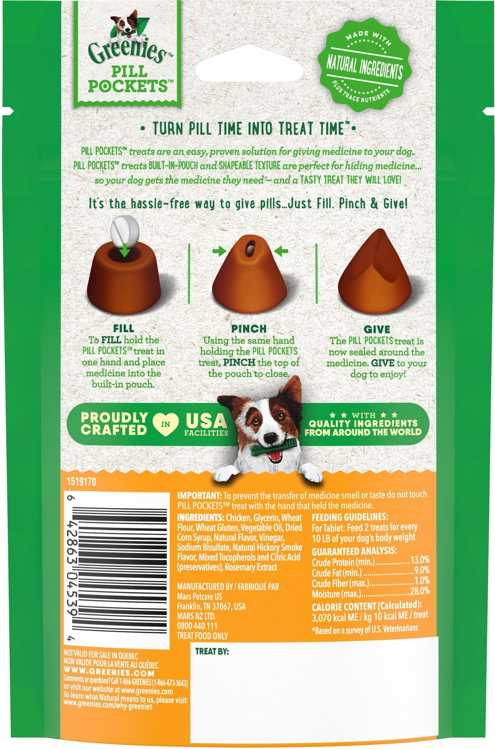 Greenies Pill Pockets for Dogs Chicken Flavor Small Tablet Size Soft Dog Treats 3.2 oz (30 Pk)
