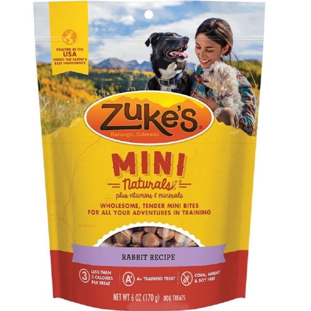 Zuke s Mini Naturals Soft Dog Training Treats Rabbit Recipe Plus Vitamins Tender Chews 6 oz Pouch