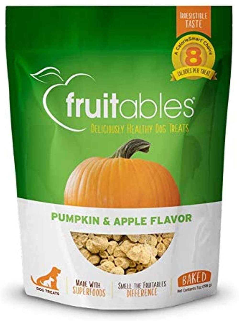 Fruitables Baked Pumpkin & Apple Flavor Healthy Low Calorie Dog Treats – 7oz