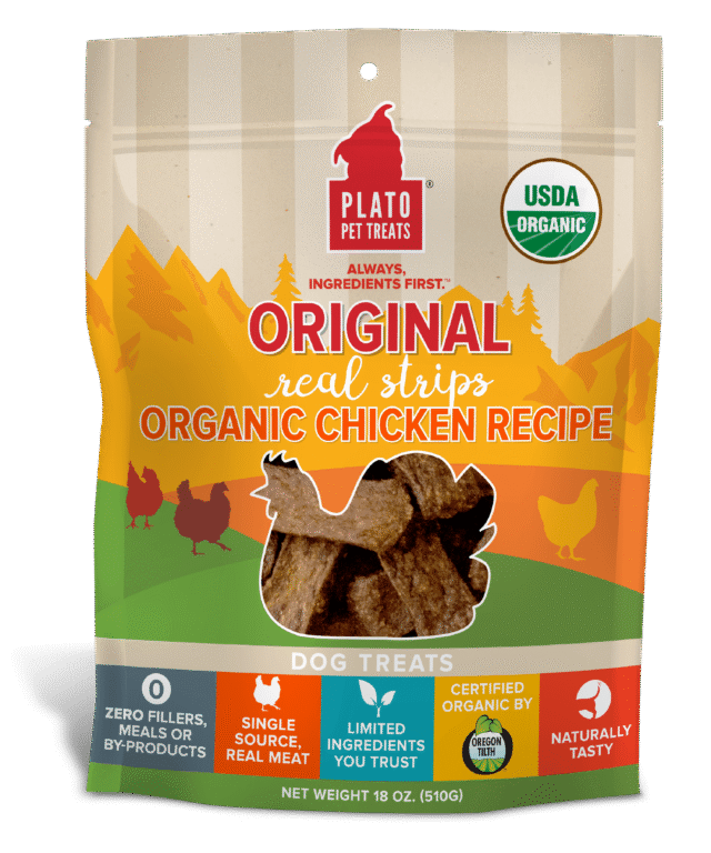 Plato Original Real Strips Chicken Recipe Dog Treats 18 Oz.