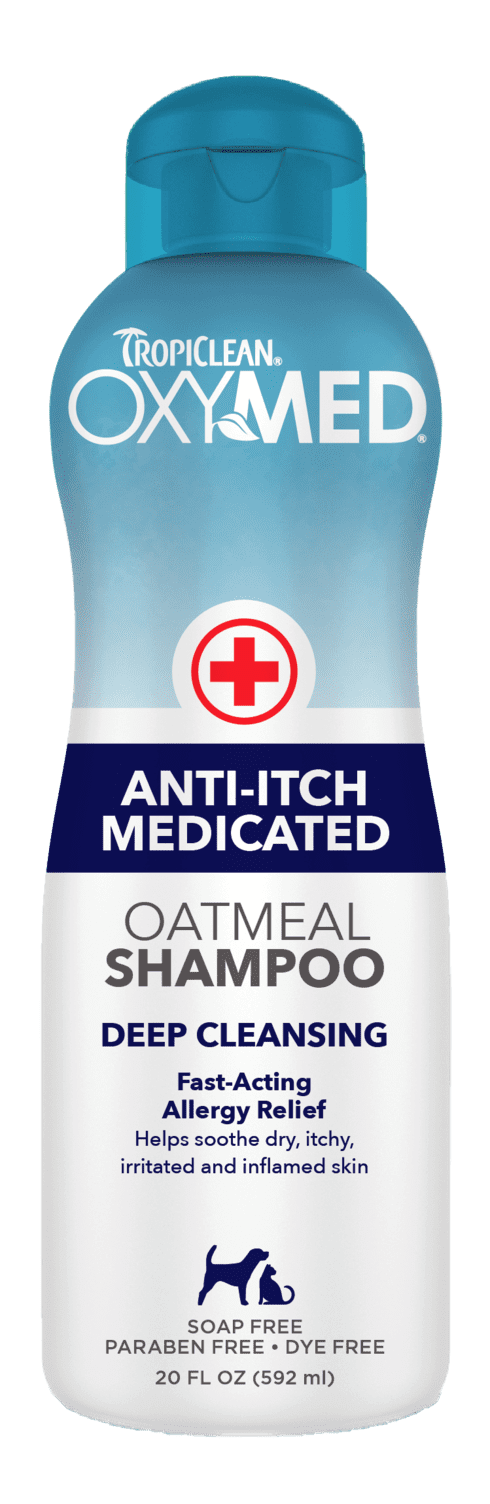 TropiClean OxyMed Medicated Anti Itch Shampoo for Pets 20oz – Oatmeal Medicated Dog Shampoo