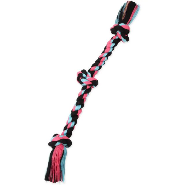 Mammoth Pet Products Cotton blend Color 3 Knot Rope Tug Toy Assorted 1ea/20 in MD