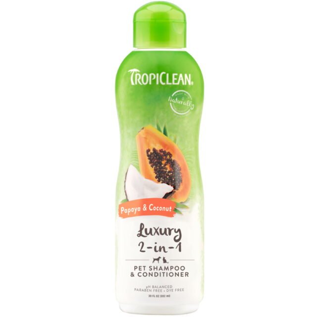 TropiClean Papaya & Coconut Luxury 2-in-1 Shampoo and Conditioner for Pets 20oz