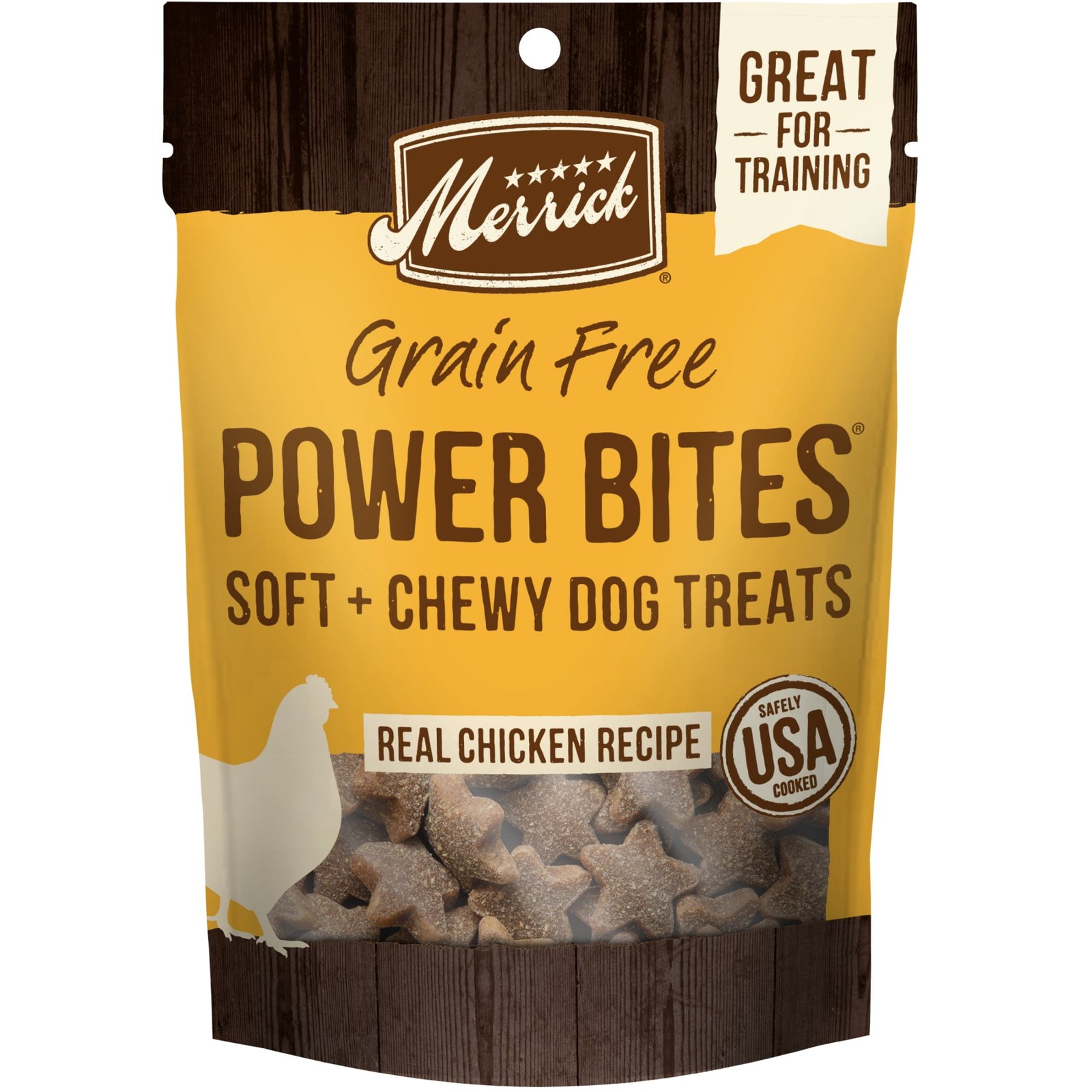 Merrick Power Bites Natural Soft And Chewy Real Meat Dog Treats Grain Free Snack With Real Chicken Recipe 6 oz. Bag