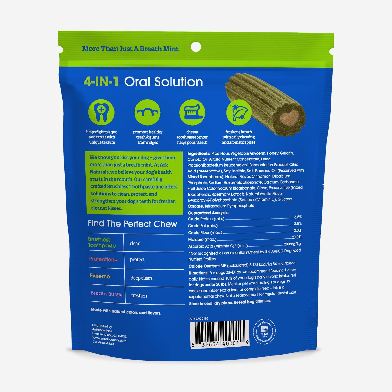 Ark Naturals Brushless Toothpaste Medium - back of package