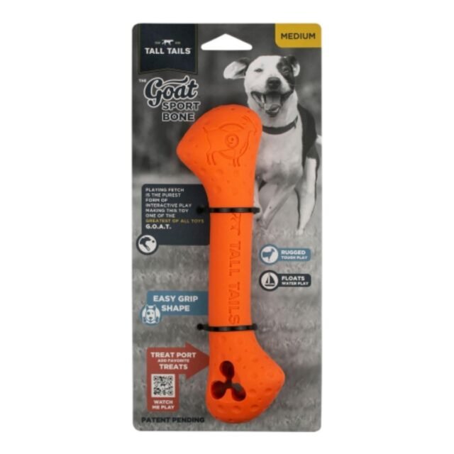 9 in. Goat Bone Dog Toy, Orange