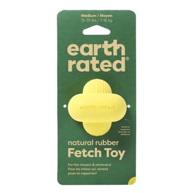 Rubber Fetch Dog Toy, Yellow – Medium