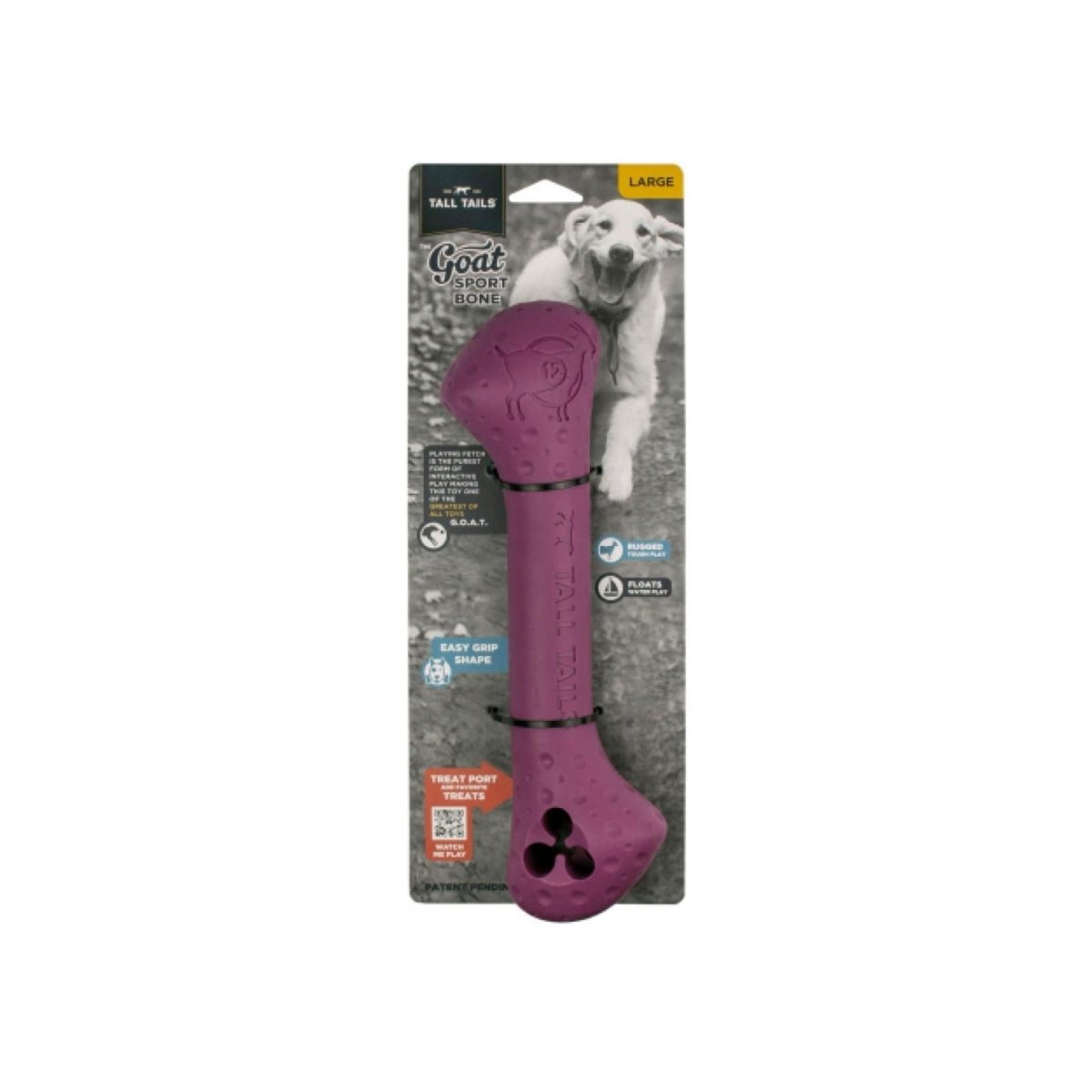 12 in. Goat Bone Dog Toy, Purple