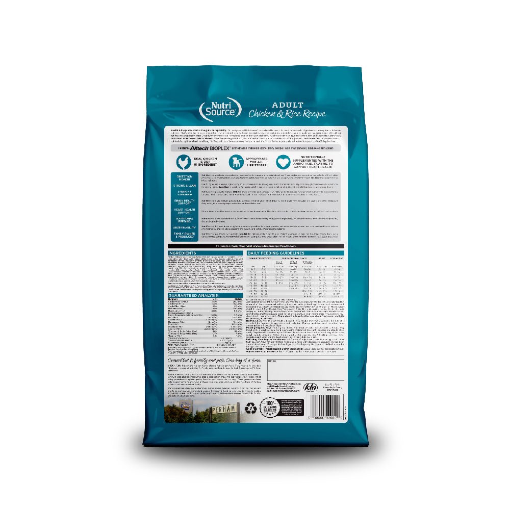 NutriSource Adult Chicken & Rice - back of bag