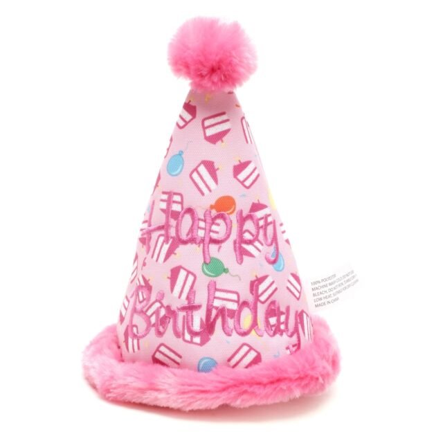 Birthday Hat Dog Toy, Pink