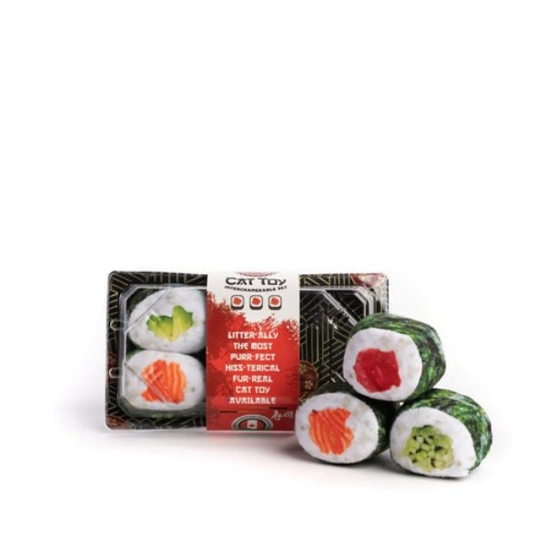 Tray Sushi Rolls Cat Toys, 6 Count – Pack of 3