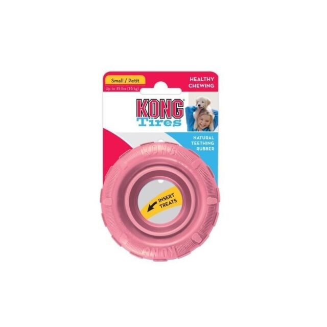 KONG Puppy Rubber Tire Dog Toy Pink/Blue Small