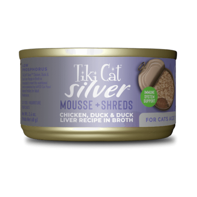 Silver Chicken, Duck & Duck Liver Mousse & Shreds Senior Wet Cat Food