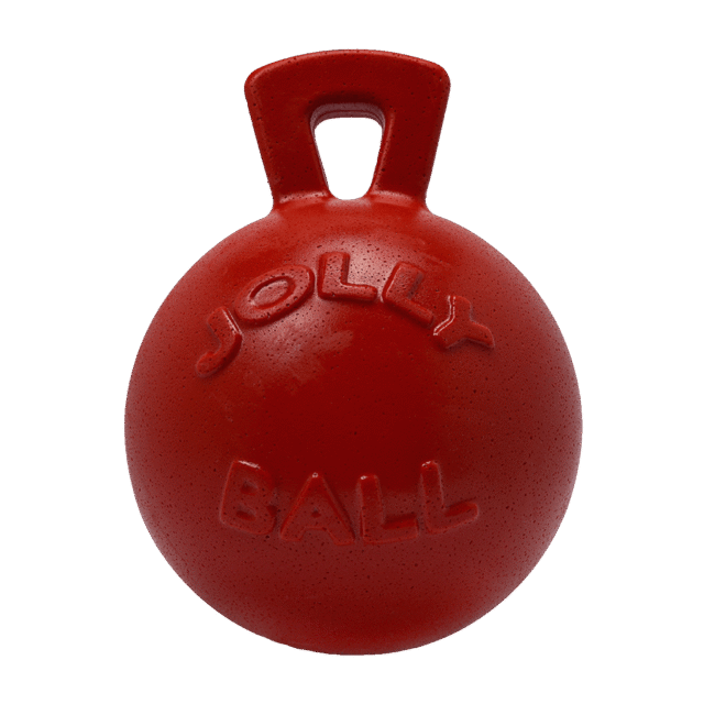 Jolly Pets Tug-n-Toss Heavy Duty Dog Toy Ball with Handle 3 Inches/Mini Red (403 RD)
