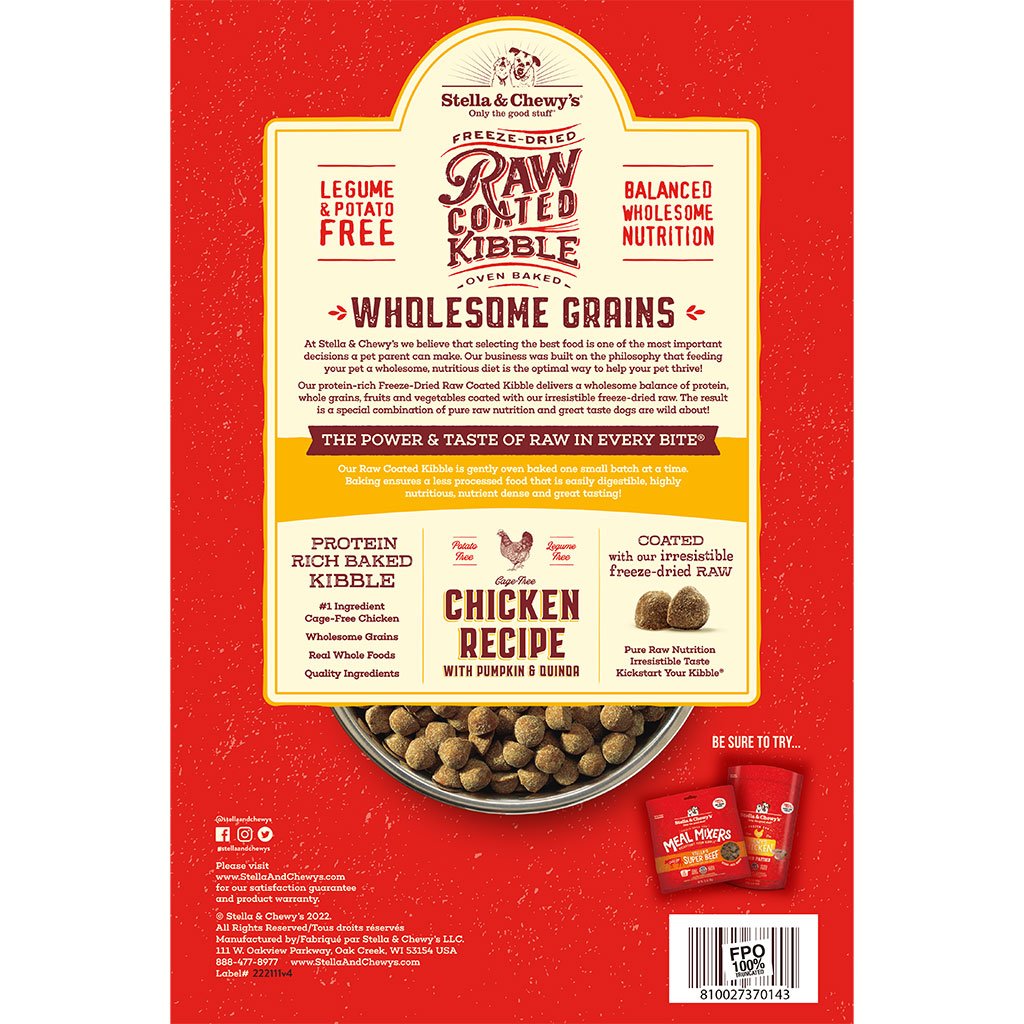 Stella & Chewy’s Raw Coated Kibble Wholesome Grains Chicken Recipe Dry Dog Food
