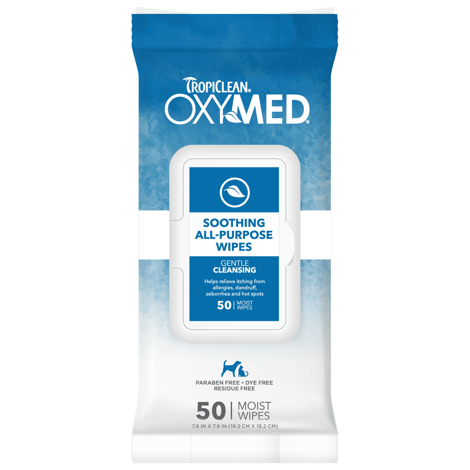TropiClean OxyMed Soothing Relief Wipes for Dogs and Cats 50ct