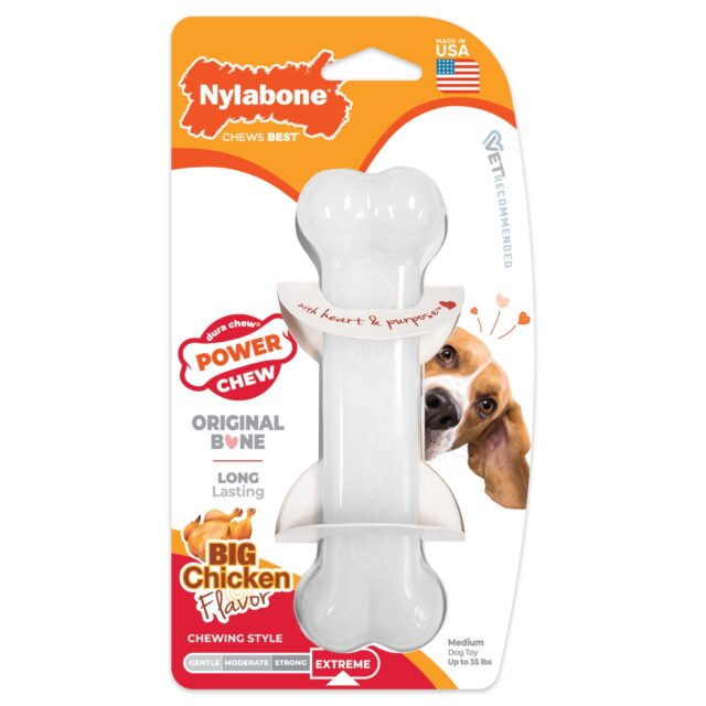 Nylabone Power Chew Original Bone Dog Chew Toy Chicken Medium (1 Count)