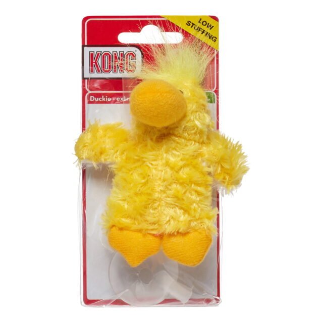 KONG Duck Low Stuffing Plush Dog Toy Extra Small Yellow
