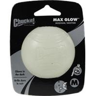 Chuckit! Max Glow Ball Rubber Fetch Dog Toy Medium 2.5 for Dogs 20-60 lb White Pack of 1