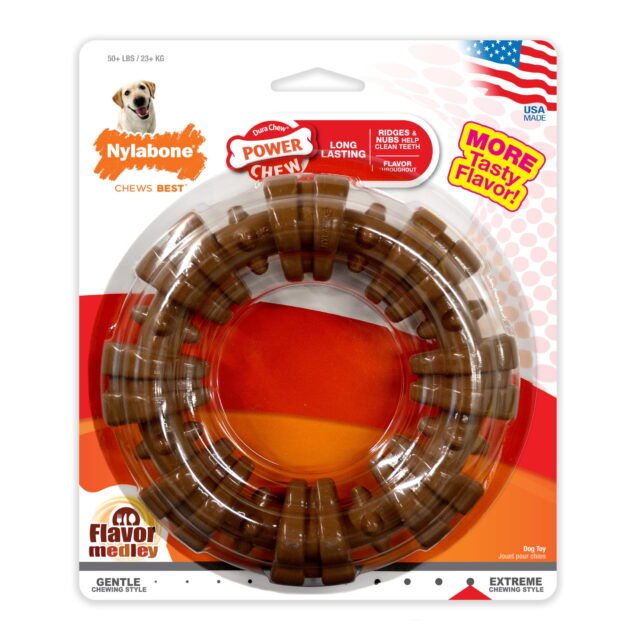 Nylabone Power Chew Textured Ring Dog Chew Toy Flavor Medley X-Large (1 Count)