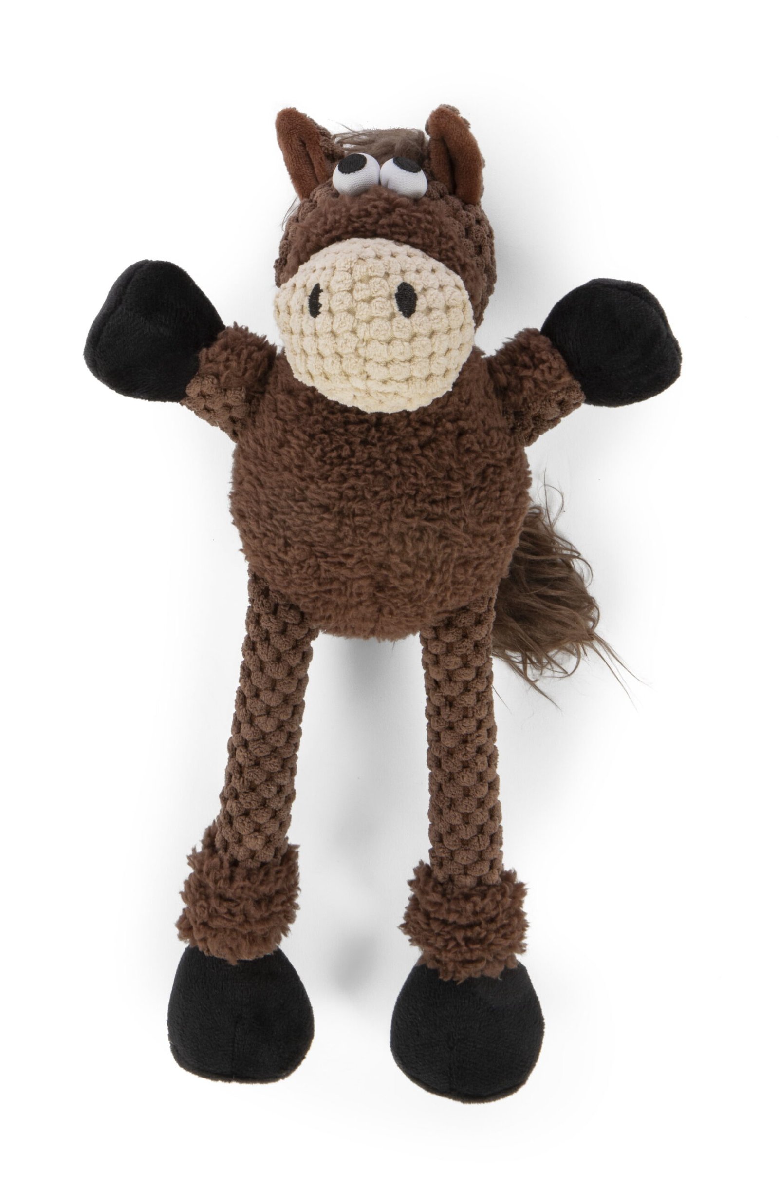 goDog Checkers Skinny Horse Squeaky Plush Dog Toy Chew Guard Technology – Large