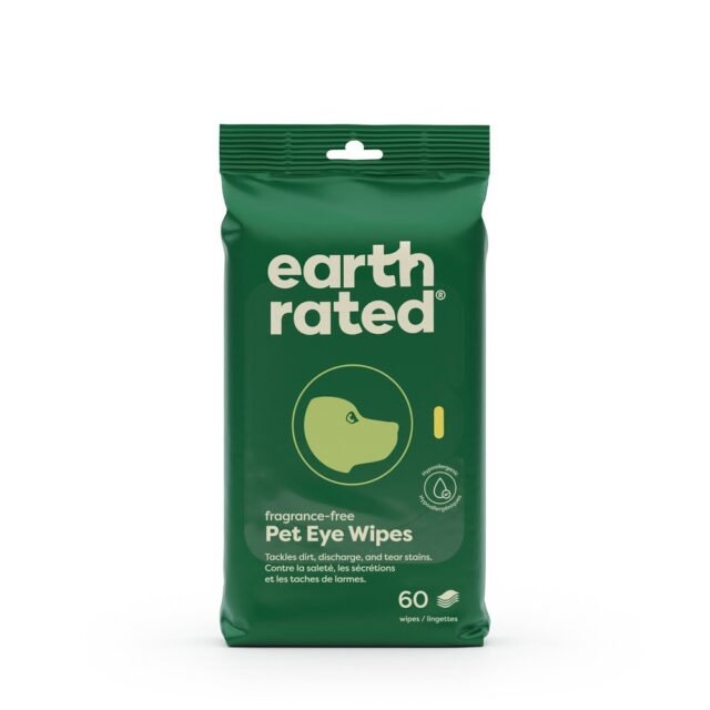 Earth Rated 60ct Unscented Eye Dog and Cat Wipes: Ammonia-Free, Hypoallergenic, Tear-Free, Alcohol-Free