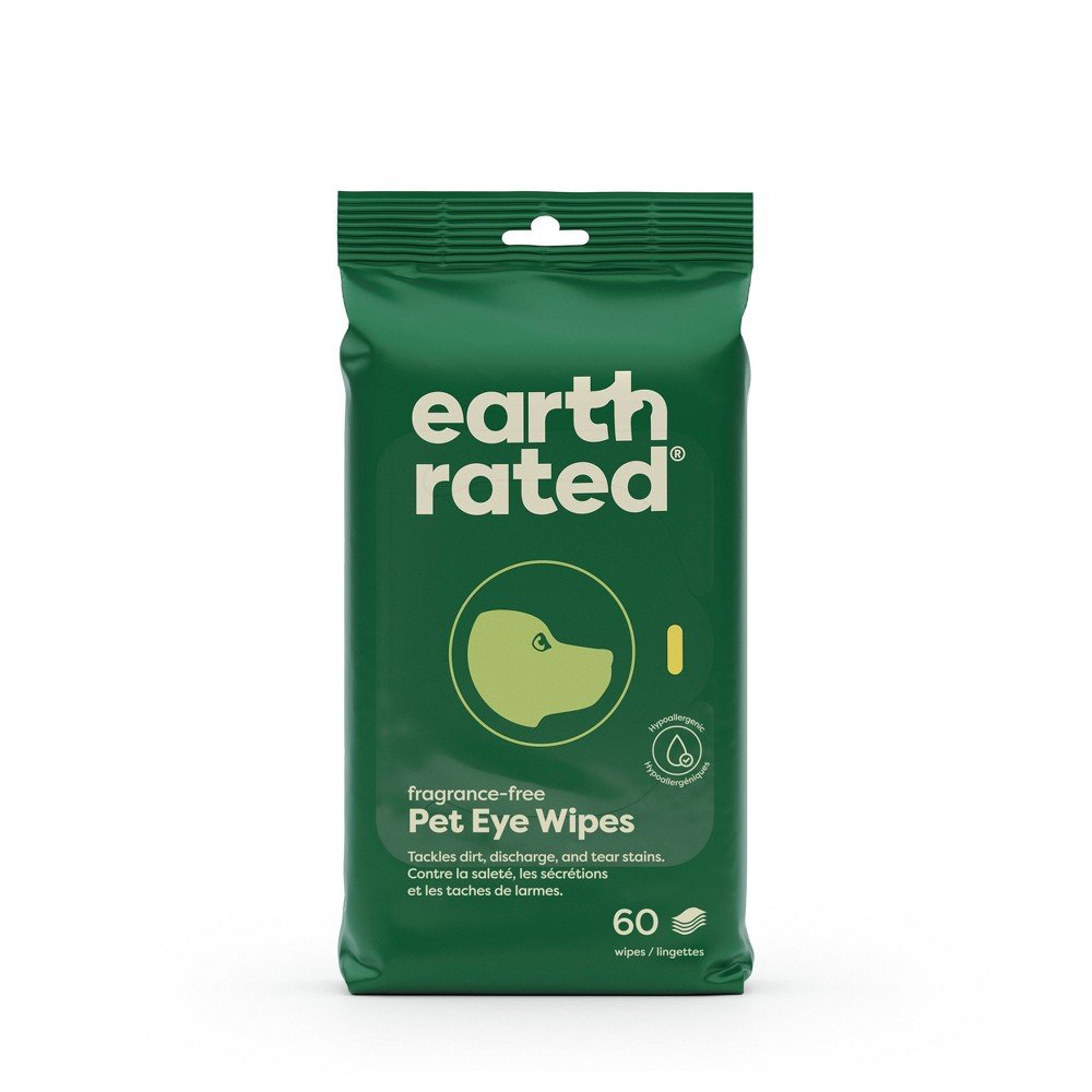 Earth Rated 60ct Unscented Eye Dog and Cat Wipes: Ammonia-Free, Hypoallergenic, Tear-Free, Alcohol-Free