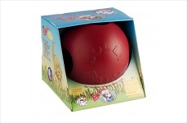 Jolly Pets Teaser Ball 8 inch Red Hard Plastic plus Squeaker Toy for Dogs
