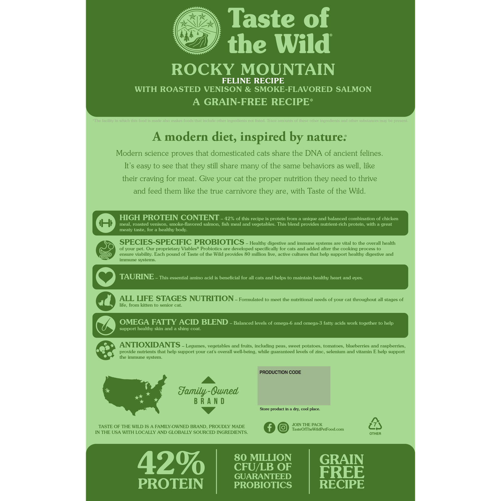 Taste of the Wild Rocky Mountain Feline Recipe with Roasted Venison & Smoke-Flavored Salmon Grain-Free Dry Cat Food